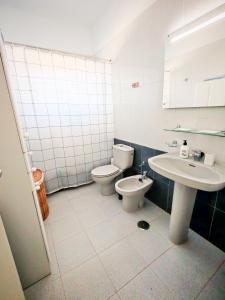 a bathroom with a toilet and a sink at Finca Hoya del Pino in Arafo