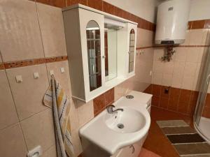 a bathroom with a white sink and a mirror at Apartmán Votoček in Rokytnice nad Jizerou +18 photos
