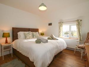 a bedroom with two beds and a window at 1 Dingle Cottage in Worcester