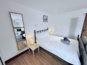 a bedroom with a bed and a mirror at Millbrook House Apartments 9 in Milton +17 photos