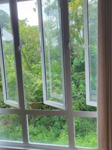 an open window with a view of a forest at Stay Zen in Arangala