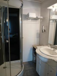 a bathroom with a shower and a sink at Chez Les Papa's in Aspres-sur-Buëch +10 photos