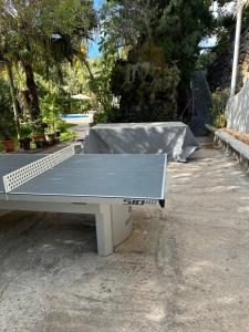 a ping pong table sitting in the middle of a park at Taburiente in Tijarafe