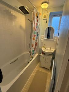 a bathroom with a tub and a sink and a shower at Birch House in London +11 photos