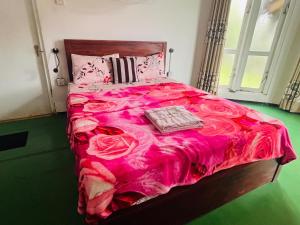 a bedroom with a bed with a pink blanket at Sisila villa ella in Ella