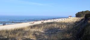 a beach with a bunch of people on it at Ferienhaus Lukas in Zinnowitz
