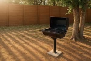 a laptop computer sitting on a stand next to a tree at Starlight Horizon in Canyon Lake