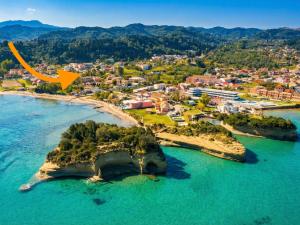 an aerial view of an island in the ocean at Villa Sunlight Sidari with private pool by DadoVillas in Sidari