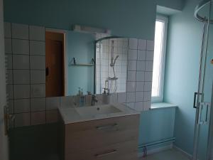 a bathroom with a sink and a mirror at La clef du ban in Ban-sur-Meurthe-Clefcy