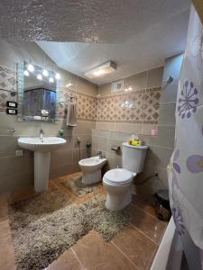 a bathroom with two toilets and a sink at Zaytouna Farm in Ajloun +62 photos