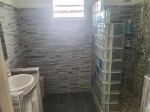 a bathroom with a sink and a shower at Villa familiale pensé pour vous in Les Abymes +4 photos