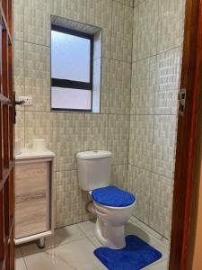 a bathroom with a toilet and a window at M & J Executive Suites in Johannesburg