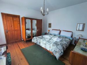a bedroom with a bed and a dresser and a mirror at Ciasa Cadorina - Relax nelle Dolomiti in Pelos
