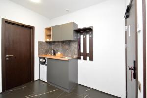 a kitchen with a sink and a counter top at Апарт-отель ЛЕВЕЛ Ереван, Ханджян 47 in Yerevan