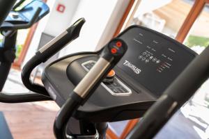 a close up of a exercise bike in a gym at Seminarhotel Lengbachhof GmbH in Altlengbach