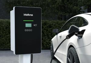 a car is hooked up to a hydrogen car charger at Hotel Negrini in Balneário Camboriú