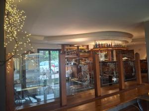 a room with a display case with bikes in it at Hotel Agnello in Taino