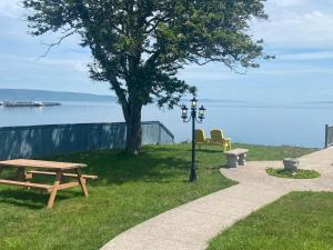 a park with a picnic table and a tree at Seawinds Motel & Suites in Digby