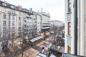 an overhead view of a city street with buildings at 1 BR Wine Journey in Sofia