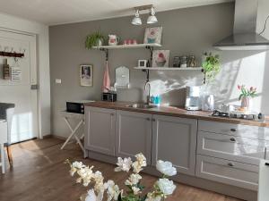 a kitchen with a sink and a counter top at B&B De Singel in Medemblik +2 photos