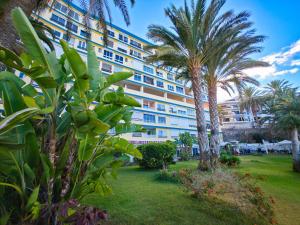 a large building with palm trees in front of it at Verana House in Arguineguín