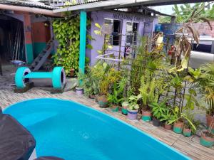 a house with a pool and plants in front of it at Hospedagem Chapéu Virado in Belém