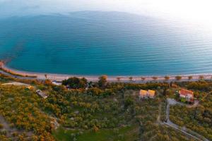 an aerial view of a beach and the ocean at Villa Sadova Private pool Panoramic view in Kalamata