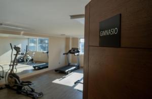 a gym with several exercise bikes in a room at DEPARTAMENTO PREMIUM en Chillán Centro, full equipado, cómodo, con estacionamiento, factura para empresas, wifi de alta velocidad in Chillán +30 photos