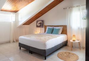 a bedroom with a large bed in a room at Résidence tamarin in Rivière
