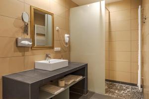 a bathroom with a sink and a mirror at Hotel Victoria in Hochheim am Main