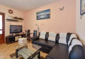a living room with a couch and a tv at House Niksi in Škrip