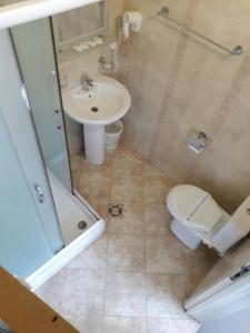 a bathroom with a toilet and a sink at Double room H Požarevac in Požarevac