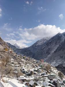 a village in the mountains with snow on the ground at Paradise Homestay Tosh in Tosh +13 photos