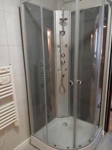 a shower with a glass door in a bathroom at Le wine studio Gevrey-Chambertin in Gevrey-Chambertin