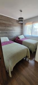 a bedroom with two beds and a window at Depto 3 in Villarrica