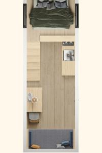 a floor plan of a bedroom with a bed at Yggdrasil Farmhotel Retreat, Spa & Yoga in Straumsbukta +33 photos