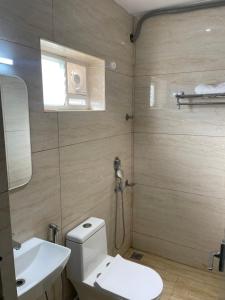 a bathroom with a white toilet and a sink at Raghav Residency in Vellore +72 photos