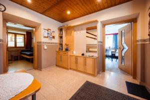 a room with a kitchen and a living room at Ferienwohnung Jank in Jenig