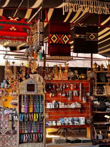 a store filled with lots of items on display at SEVEN PILLARS lUXURY CAMP in Wadi Rum
