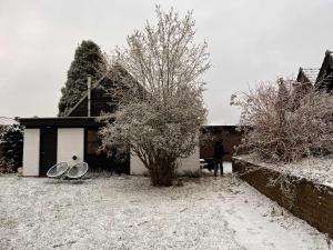 a house with two tennis rackets in the yard at Cozy house in Olmen in Balen