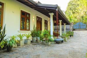 a house with potted plants in front of it at Cinnamon River Retreat in Magammana