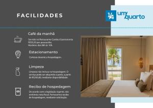 a flyer for a hotel room with a bed at Ponta de Inhambupe Residences in Esplanada