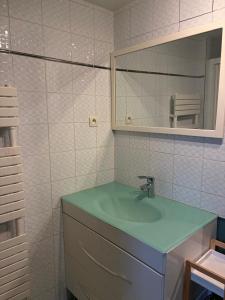 a bathroom with a sink and a mirror at Jardin des prés in Le Thil-en-Vexin +6 photos