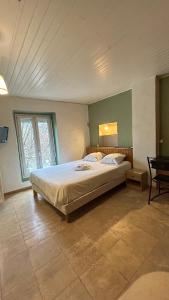 a bedroom with a large bed in a room at Hotel - Bar - LES PASSIONS in Buis-les-Baronnies