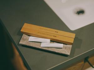 two boxes sitting on top of a table at mont - Nozawa Onsen Ski Resort in Nozawa Onsen
