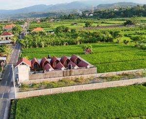 an aerial view of a house in a field at Lokasea Villa Bali in Pengastulan