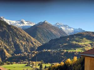 a view of a valley with snow covered mountains at Adli in Disentis