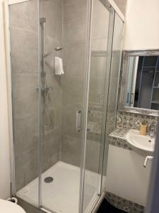 a shower with a glass door in a bathroom at Le Seysses in Seysses +21 photos