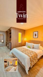 a hotel room with a large bed and a tv at Hotel Buena Vista in Bucaramanga