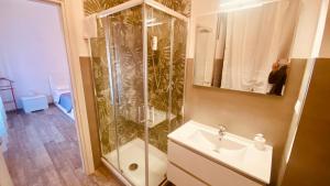 a bathroom with a shower and a sink at Art home Amalfi coast in Salerno